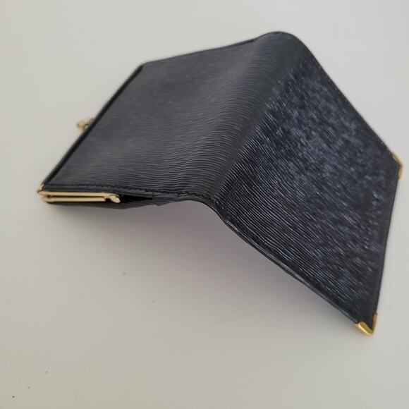 Nina Ricci Card Bill Holder Black Wallet Compact Kisslock Leather Vintage Italia - Picture 9 of 12